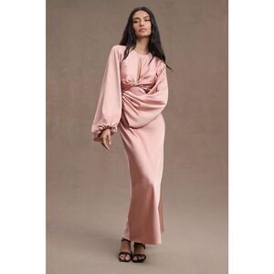 New Anthropologie Significant Other Demi Backless Long-Sleeve Column Gown Us10